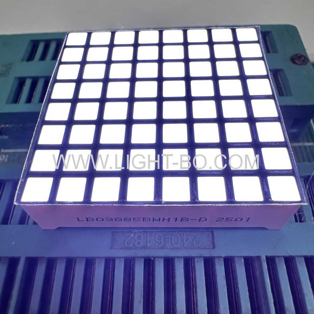 Stable performance Ultra bright white 8 X 8 Square Dot Matrix LED Display for Bus clock temperature indicator