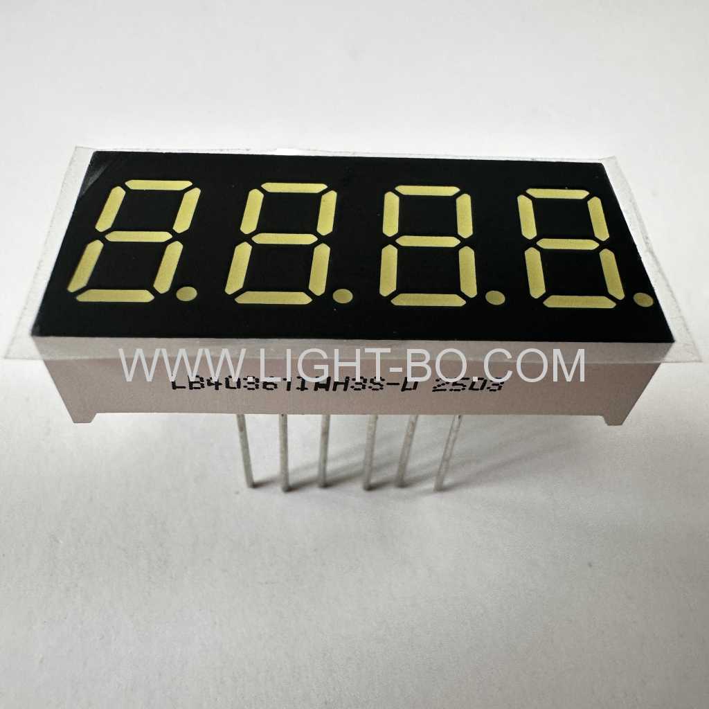 Ultra bright White 7 Segment LED Display 4 Digit 9.2mm common cathode with LONG pin lead length