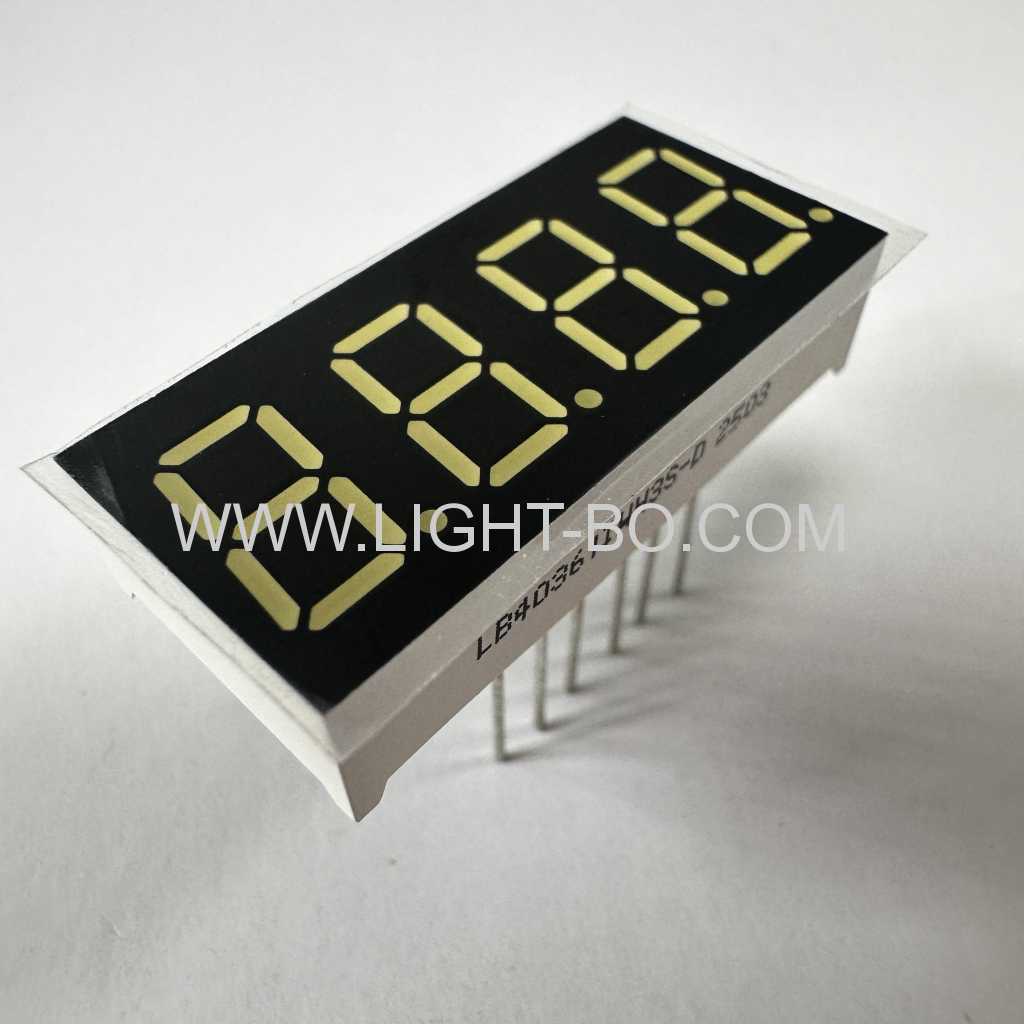 Ultra bright White 7 Segment LED Display 4 Digit 9.2mm common cathode with LONG pin lead length