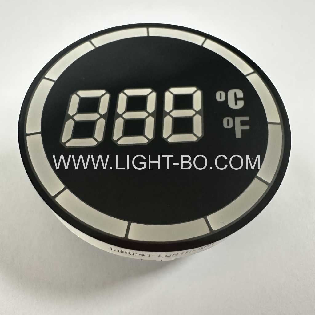 Customized Round shape 7 Segment LED Display 3 Digit 10.2mm common cathode for Temperature Controller