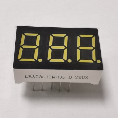 Ultra Bright White 3 Digit 7 Segment LED Display 0.36" Common Cathode for Temperature/Humidity Indicator