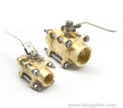 NPT Thread 3-Piece Full Port Design Brass Ball Valve High Pressure Industrial Use Corrosion Resistant