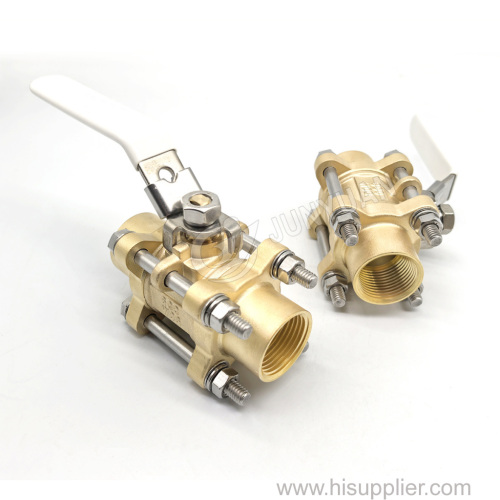 NPT Thread 3-Piece Full Port Design Brass Ball Valve High Pressure Industrial Use Corrosion Resistant