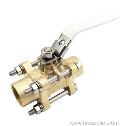 NPT Thread 3-Piece Full Port Design Brass Ball Valve High Pressure Industrial Use Corrosion Resistant