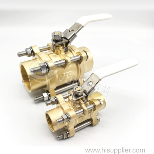 NPT Thread 3-Piece Full Port Design Brass Ball Valve High Pressure Industrial Use Corrosion Resistant