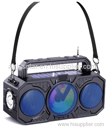 Outdoor wireless bluetooth speaker dual solar with flashlight plug card player sound