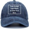 Personalized Denim Hat Custom Your Design Logo Vintage Washed Unisex Adjustable Baseball Cap