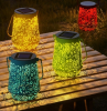 Solar four color lights iron hollowed out patio balcony garden decoration creative chandelier