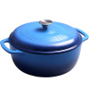 Enameled Cast Iron Round Dutch Oven With Lid and Dual Handles Heavy-Duty & Small 5L Blue