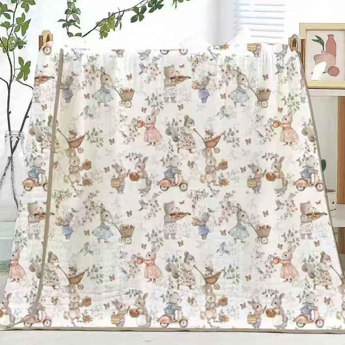 All cotton green printed kids' quilt