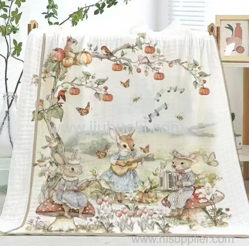 100% pure cotton green printed children's quilt