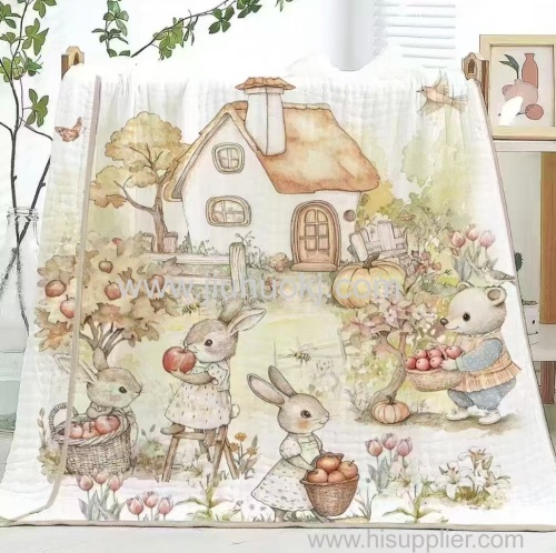 100% pure cotton green printed children's quilt