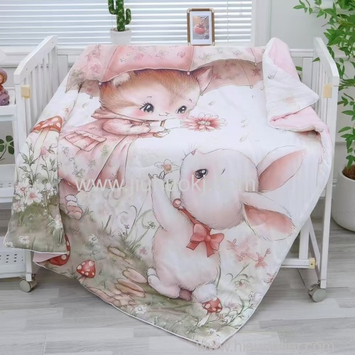 100% pure cotton green printed children's quilt