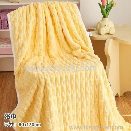 Thickened super absorbent bamboo-joint coral fleece large bath towel