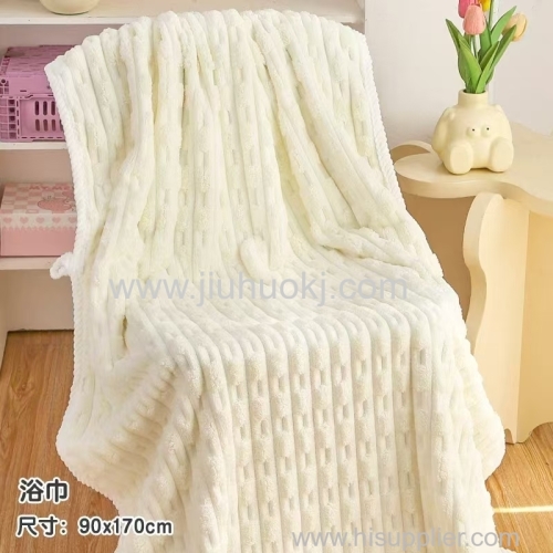 Thickened super absorbent bamboo-joint coral fleece large bath towel