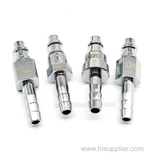 1/8 Inch PB Standard Gas Probe Adaptors 1/4" DIN Medical Oxygen Connector