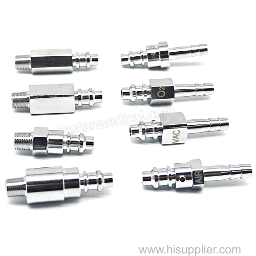 1/8 Inch PB Standard Gas Probe Adaptors 1/4" DIN Medical Oxygen Connector