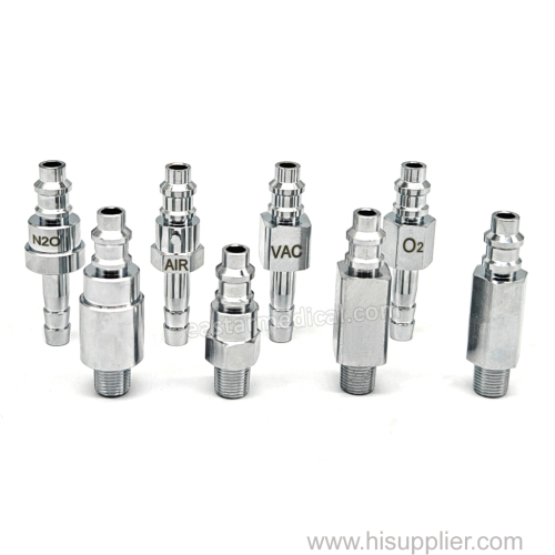 1/8 Inch PB Standard Gas Probe Adaptors 1/4" DIN Medical Oxygen Connector