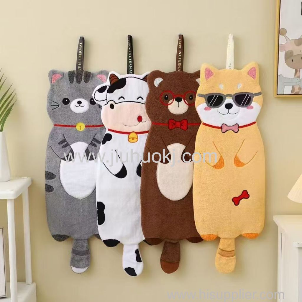 Cartoon patchwork embroidered hand towels can be customized in color pattern