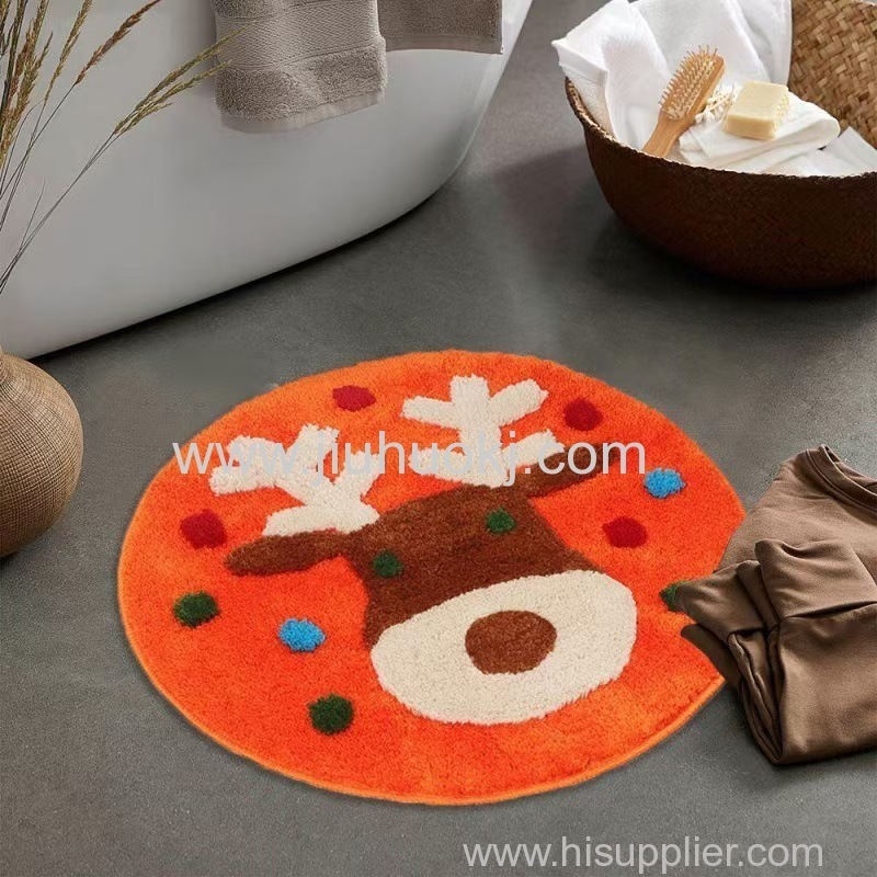 Children's cartoon Christmas festival decoration carpet bathroom and bathroom absorbent foot mat
