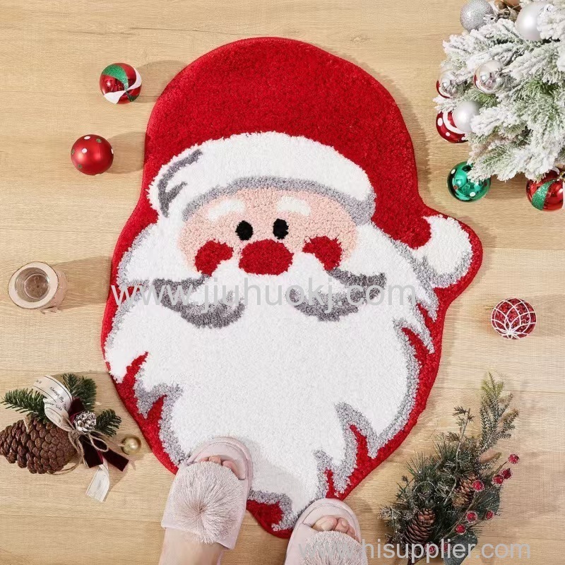 Children's cartoon Christmas festival decoration carpet bathroom and bathroom absorbent foot mat