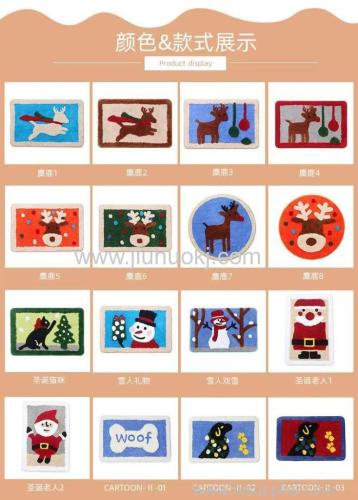 Children's cartoon Christmas festival decoration carpet bathroom and bathroom absorbent foot mat