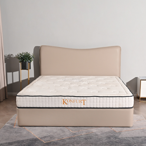 Konfurt Manufacturer Birch Electric Bedroom Furniture Leather Upholstered Lift Double Storage Bed