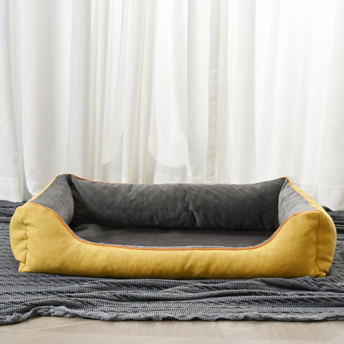 Konfurt Stylish Gray Yellow Comfortable Shredded Memory Foam Pet Bed For Dogs & Puppies