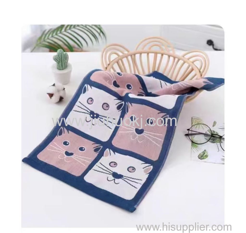 The latest 100% all-cotton gauze fabric face towel is super soft and highly absorbent