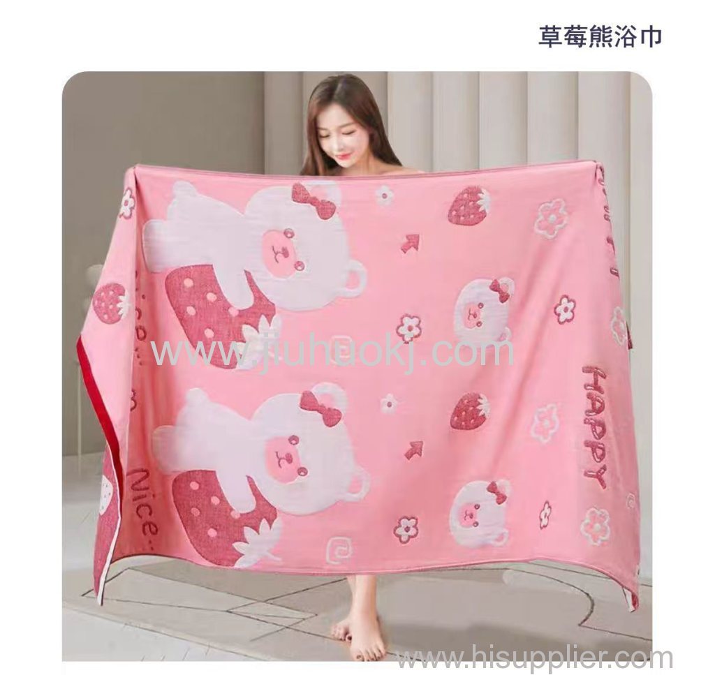 All-cotton super soft and super absorbent gauze large bath towel and beach towel