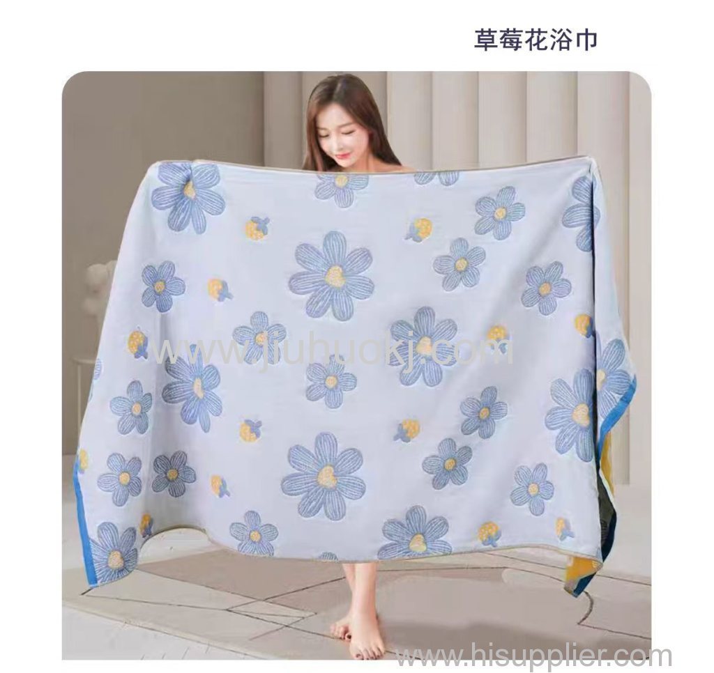 All-cotton super soft and super absorbent gauze large bath towel and beach towel