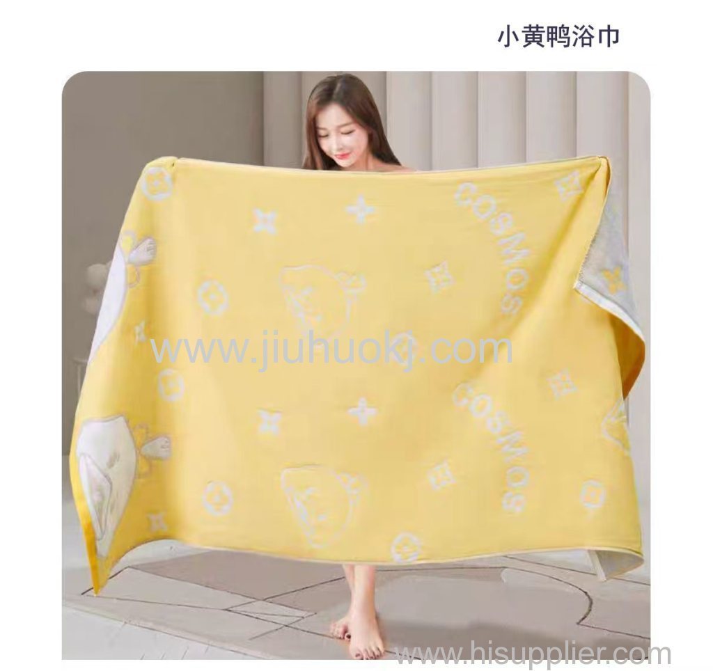 All-cotton super soft and super absorbent gauze large bath towel and beach towel