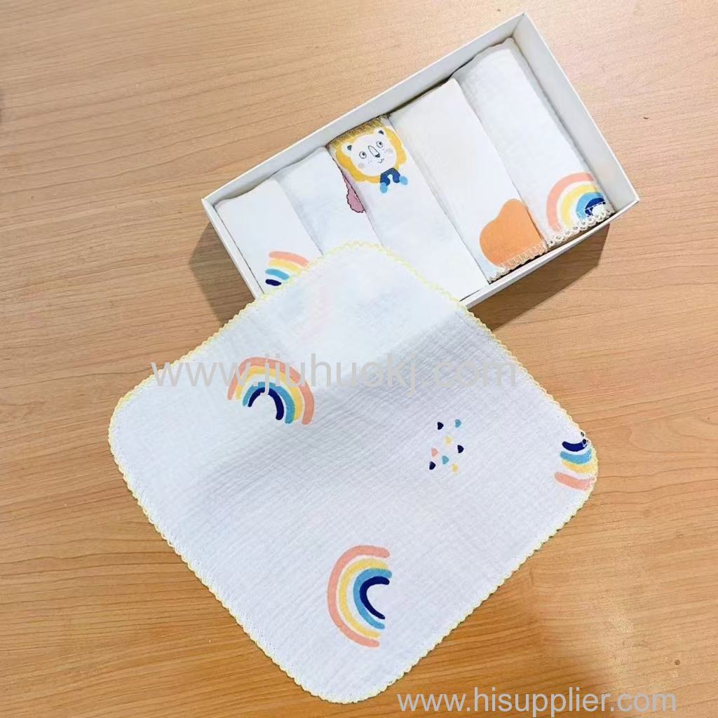 Double-layer wrinkled fabric all-cotton soft square towel