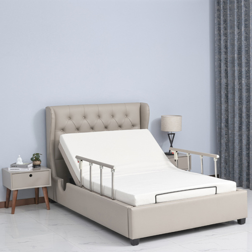 Konfurt Hospital Bed Head and Foot Arcticuation with handrails and bed skirts in Hybrid memory foam mattress