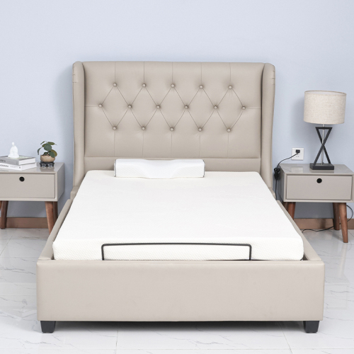 Konfurt Hospital Bed Head and Foot Arcticuation with handrails and bed skirts in Hybrid memory foam mattress