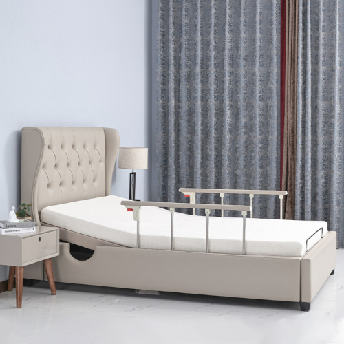 Konfurt Hospital Bed Head and Foot Arcticuation with handrails and bed skirts in Hybrid memory foam mattress