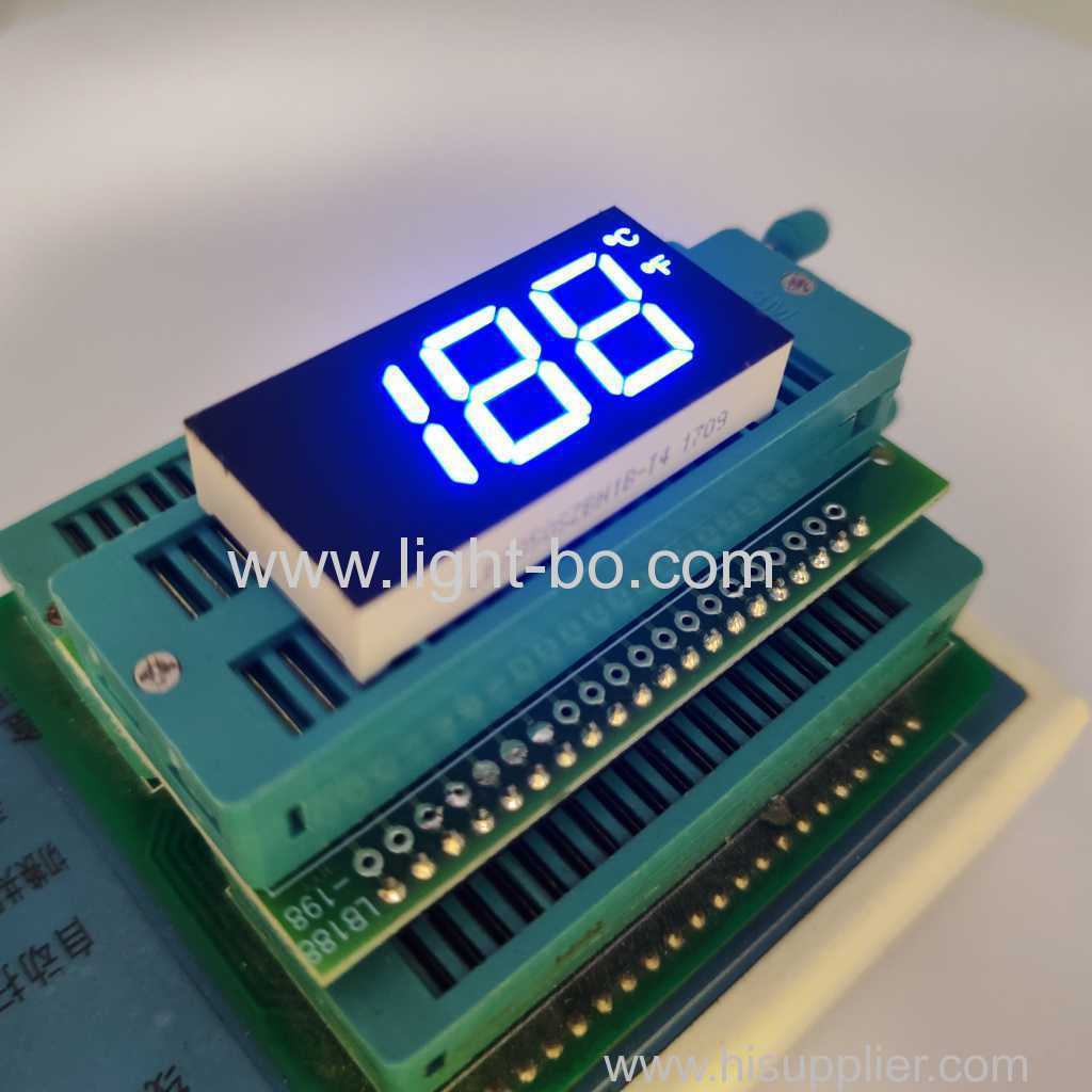 Blue Custom 3 Digit 7 Segment LED Display for Freezer Control