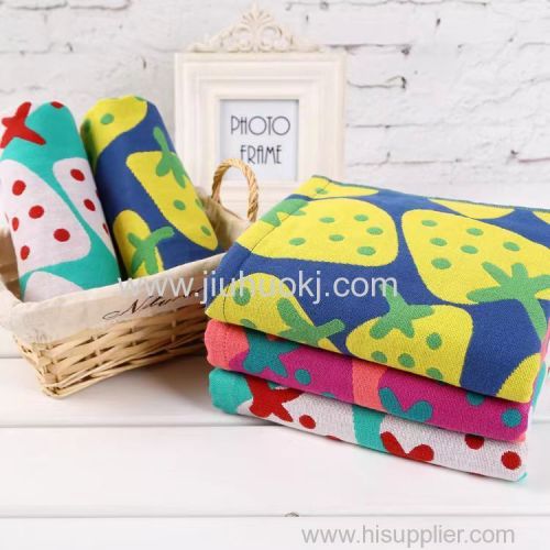 Child-Friendly Fabric Square Towels Decorated with Adorable Fruit Images