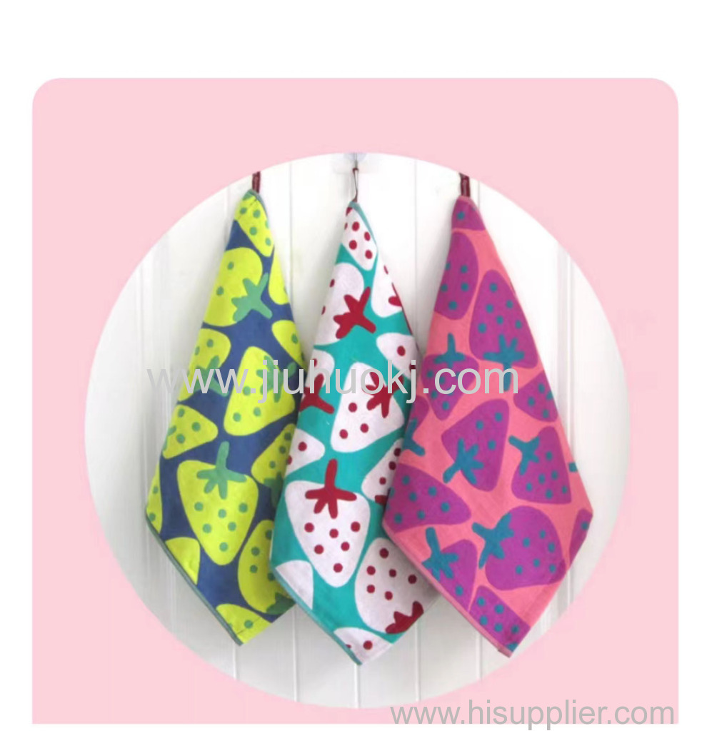 Child-Friendly Fabric Square Towels Decorated with Adorable Fruit Images