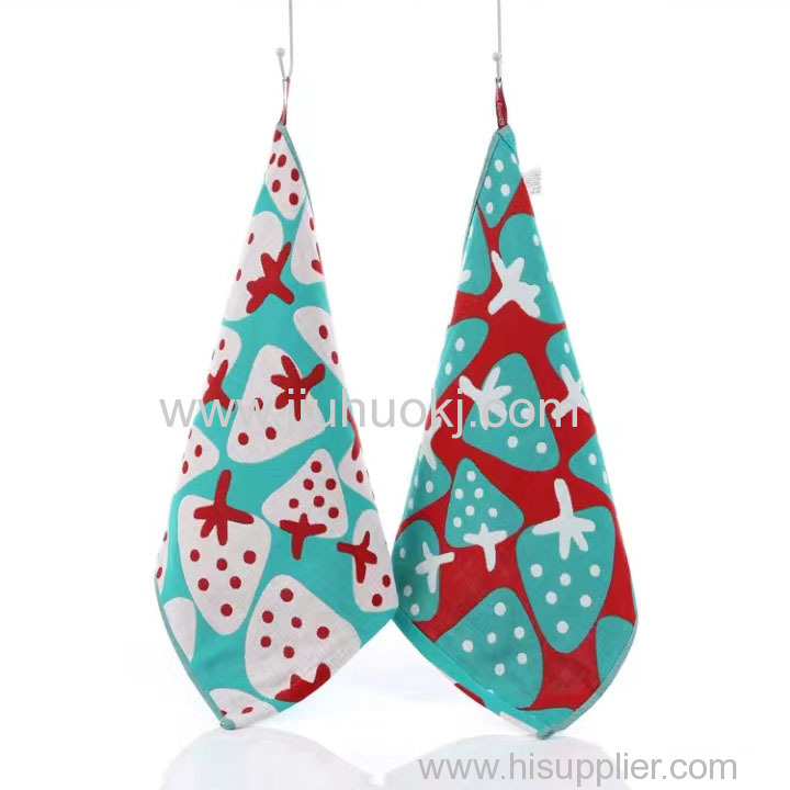 Child-Friendly Fabric Square Towels Decorated with Adorable Fruit Images