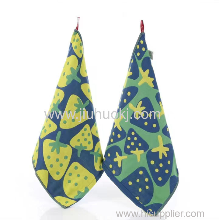 Child-Friendly Fabric Square Towels Decorated with Adorable Fruit Images