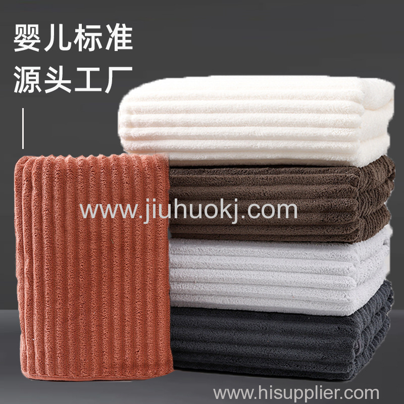 Super Absorbent Mens Facial Towel with Quick Dry Technology for Grooming & Workout | Coral Fleece Stripes