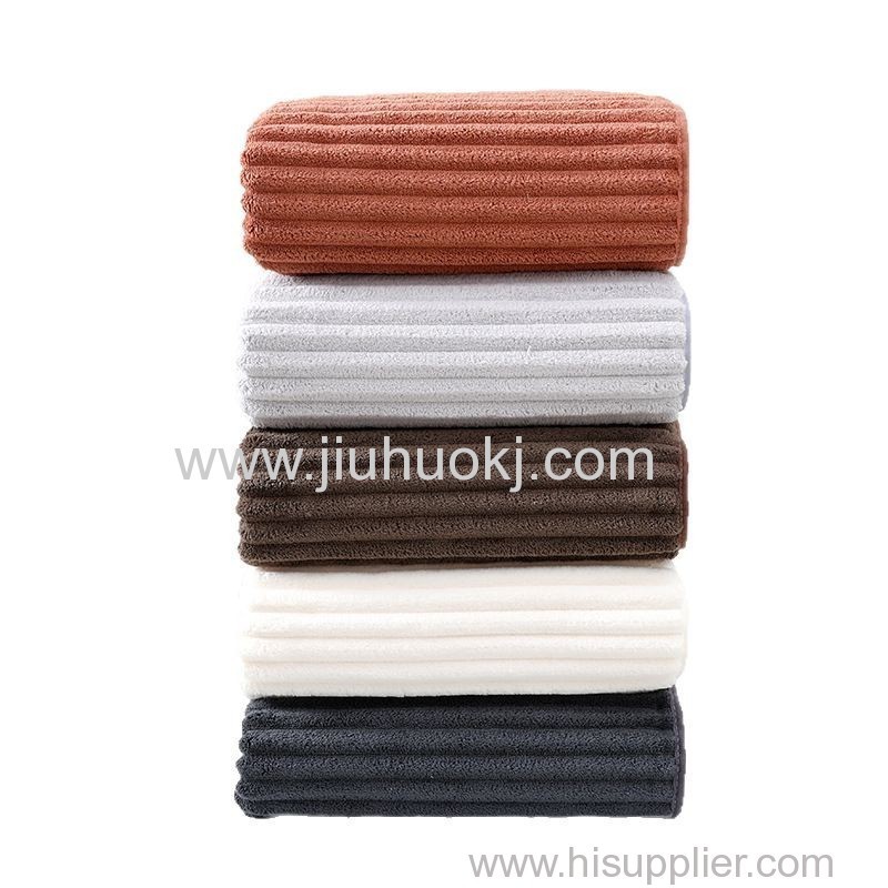 Super Absorbent Mens Facial Towel with Quick Dry Technology for Grooming & Workout | Coral Fleece Stripes