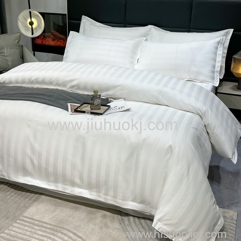 High-end Hotel Quality White Cotton Blend Sleepwear Ensemble Featuring Soft Faux-Silk Trim