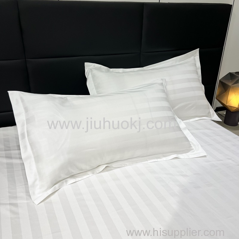 High-end Hotel Quality White Cotton Blend Sleepwear Ensemble Featuring Soft Faux-Silk Trim