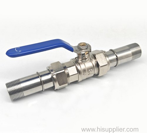 Water Meter Connection Kit Chrome Plated Brass Valve & Stainless Steel Tube