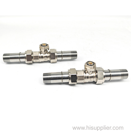 Water Meter Connection Kit Chrome Plated Brass Valve & Stainless Steel Tube