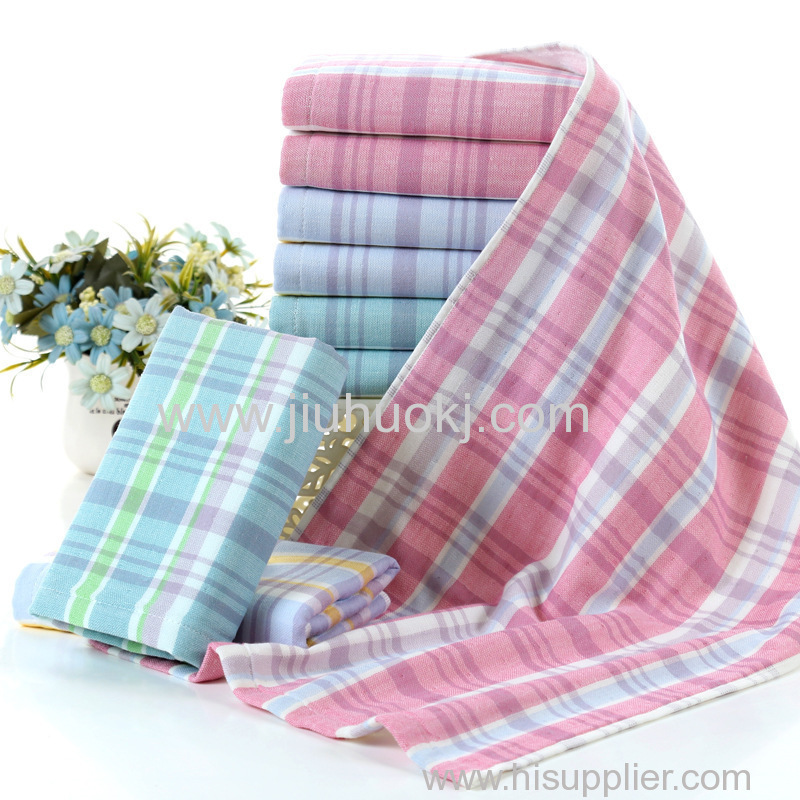 Soft Pure Cotton Face Towel with Check Pattern