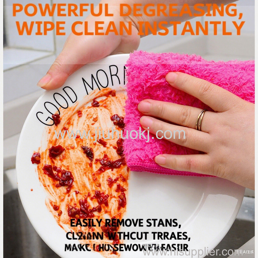 Wood Fiber Dish Cloth Non Stick Magic Kitchen Towel Super Absorbent Lint Free Scouring Pad