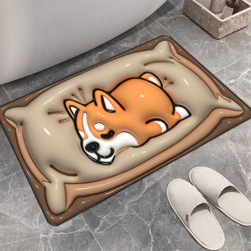 Home Use Cartoon Diatomaceous Earth Absorbent Mat Non-Slip Quick-Drying Pad for Bathroom Entrance Toilet Doorway